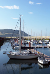 Boats in Greystones marina harbour