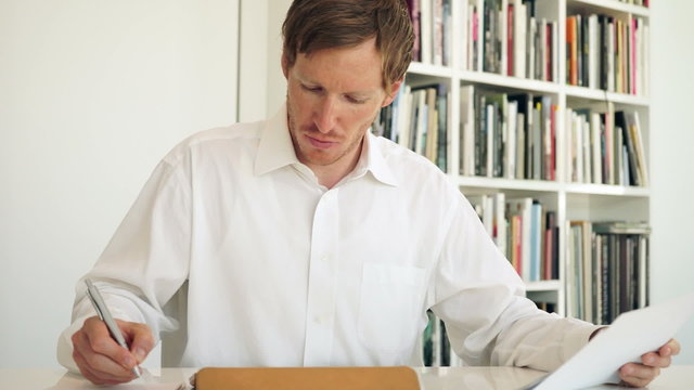 Young man working from home