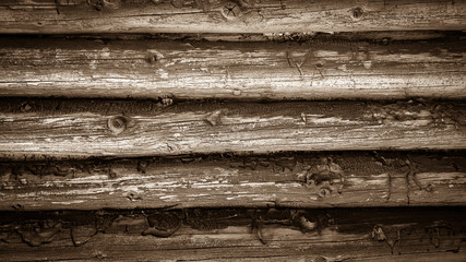 Wall from old wooden laths Semicircular