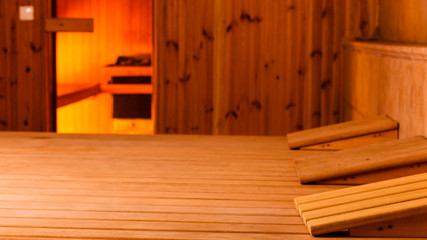 interior of a finnish sauna
