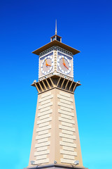 Clock tower in port Dudinka, Taimyr, Russia