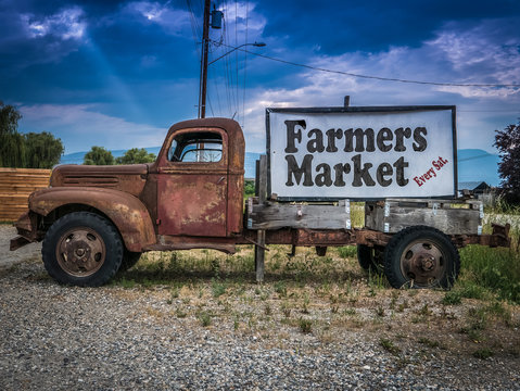 Vintage Truck Farmers Market Sign