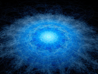 Fototapeta premium Blue glowing futuristic space object