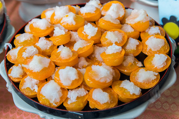 Close up of traditional thai desserts