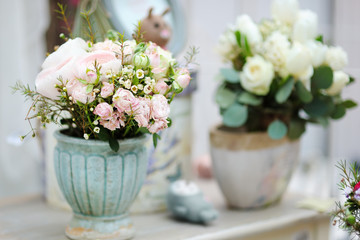 Flowers bouquets in the flower shop