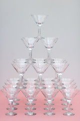 A lot of cocktail glasses