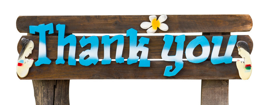 Wooden sign saying thank you