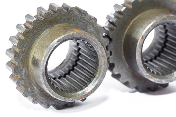 Closeup of metal cog gears