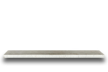 Empty top of natural stone table or counter isolated on white