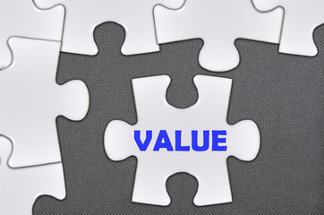 Fototapeta premium jigsaw puzzle written word value