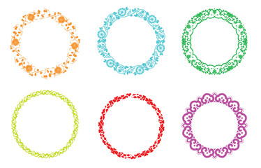 vector circle floral photo frames