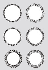 vector circle floral photo frames