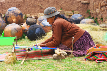 Weaving peruvian cloth - obrazy, fototapety, plakaty