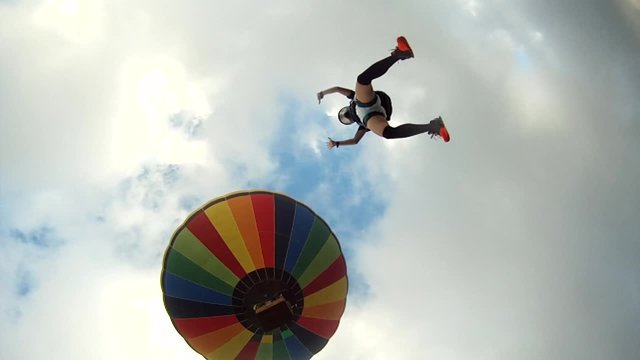 Skydive jump from a hot air balloon , summer Brazilian.