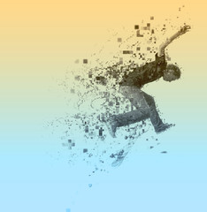 design of a Boy practicing skate in a skate park