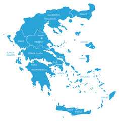 Vector map of Greece with Cities and States