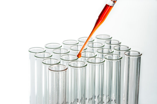 Test tubes and pipette drop, Laboratory Glassware