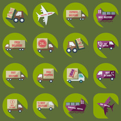 assembly icons of transport delivery set collection