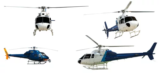 Fototapete Hubschrauber Reihe von Hubschraubern. Isoliert auf weiß