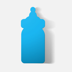 Paper clipped sticker: baby bottle