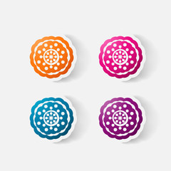 Realistic paper sticker: flowers. camomile