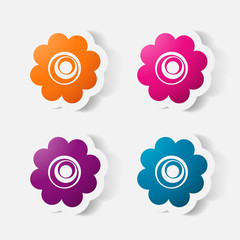 Realistic paper sticker: flowers. camomile