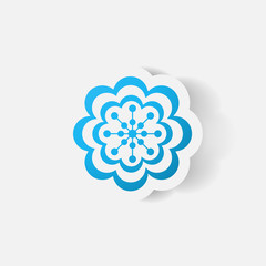 Realistic paper sticker: flowers. camomile