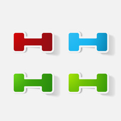 Paper clipped sticker: dumbbell