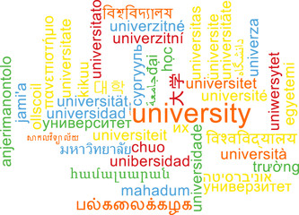 University multilanguage wordcloud background concept