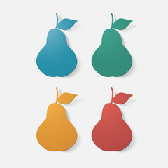 Paper clipped sticker: fruit, pear