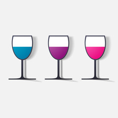 Paper clipped sticker: glass with liquid