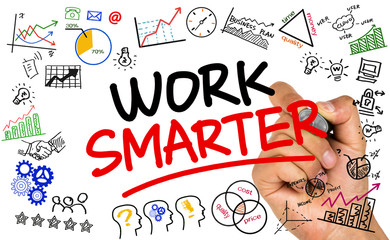 work smarter handwritten on whiteboard