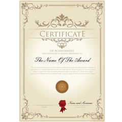Certificate vintage template