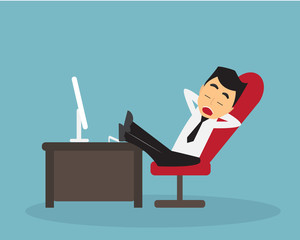 Business man sleep on work time.