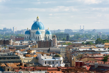 View from the colonnade of St. Isaac's Cathedral. Trinity Cathed