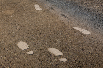 symbol of foot walk lane on road