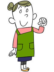 ガッツポーズの主婦