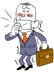 風邪を引いたビジネスマン