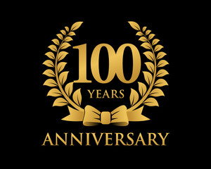 anniversary logo ribbon wreath black background 100