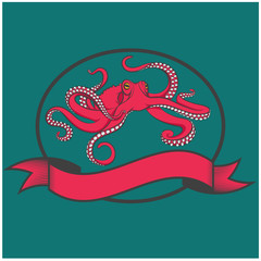 Color vector images of red octopus.