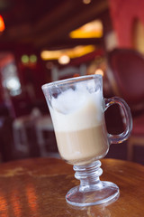 coffee latte on wood table