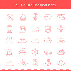 Transport icons Thailine Stroke on White Background Vector Illustration