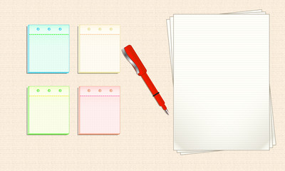 Lined paper and Note Paper. Vector Illustration
