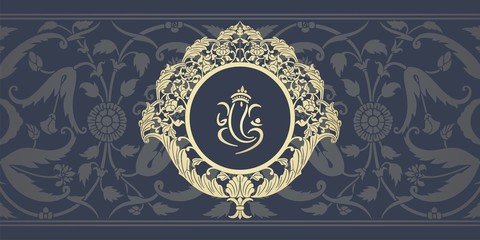 Ganesha, Hindu wedding card, royal Rajasthan, India
