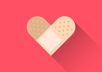 injury heart tape plaster conceptual flat design vector style