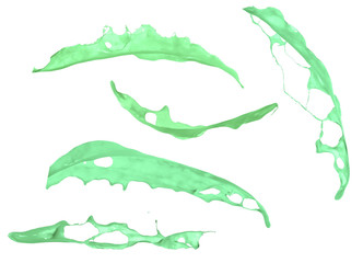 Isolated green paint splashes on white background