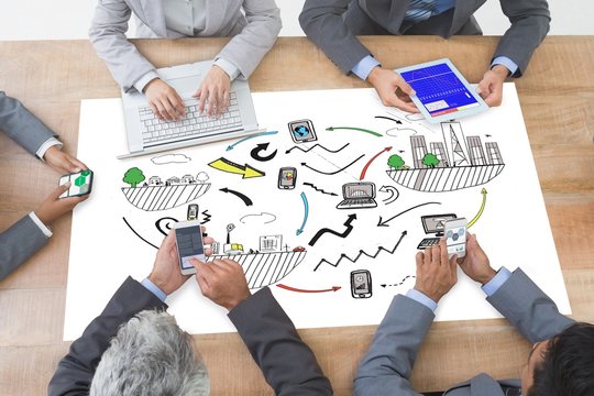 Composite image of business interface