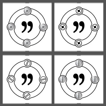 Set of four flat frames and quotation mark