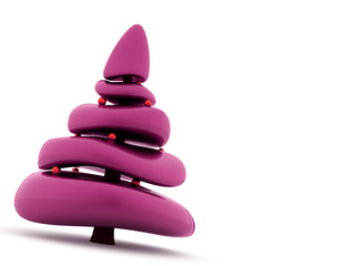 Pink abstract christmas tree on white