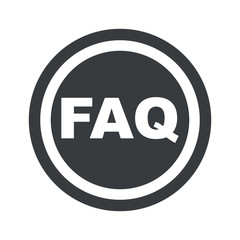 Round black FAQ sign